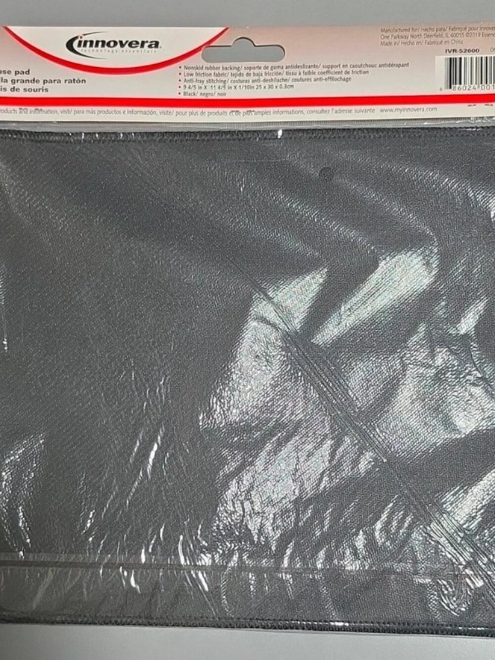 Innovera Black Mouse Pad Nonskid Rubber Backing Low Friction 11.8x9.8 IVR-52600